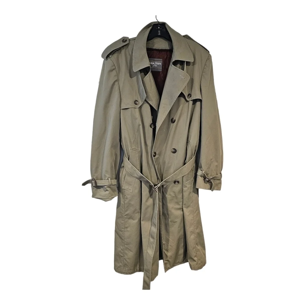 VTG Classic Oakton Ltd Trench Coat 46 L Brown Taupe Removable Liner Rain Jacket
